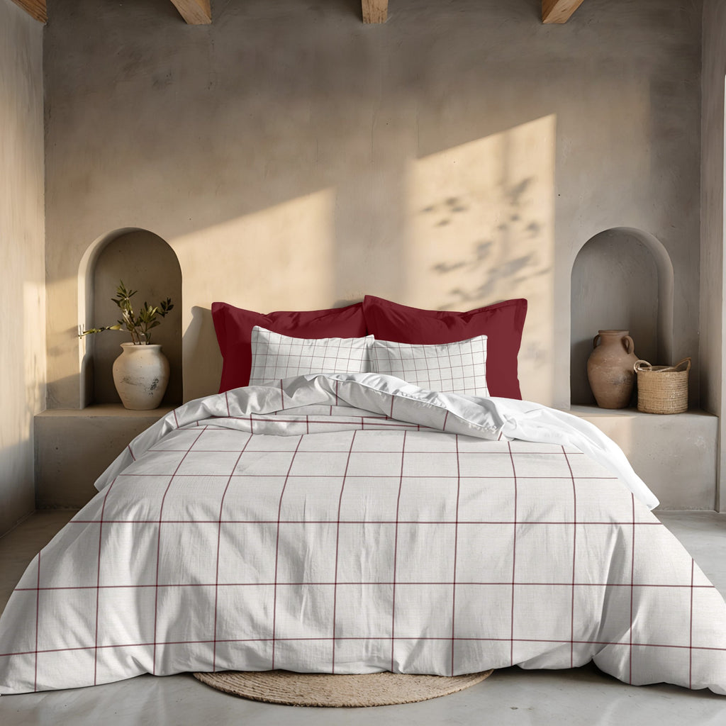 Duvet cover with Red Windowpana clicks