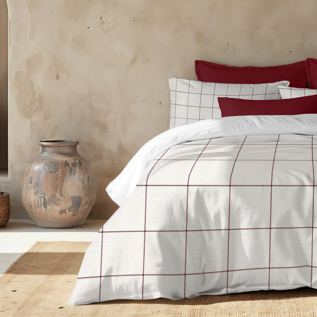 Duvet cover with Red Windowpana clicks