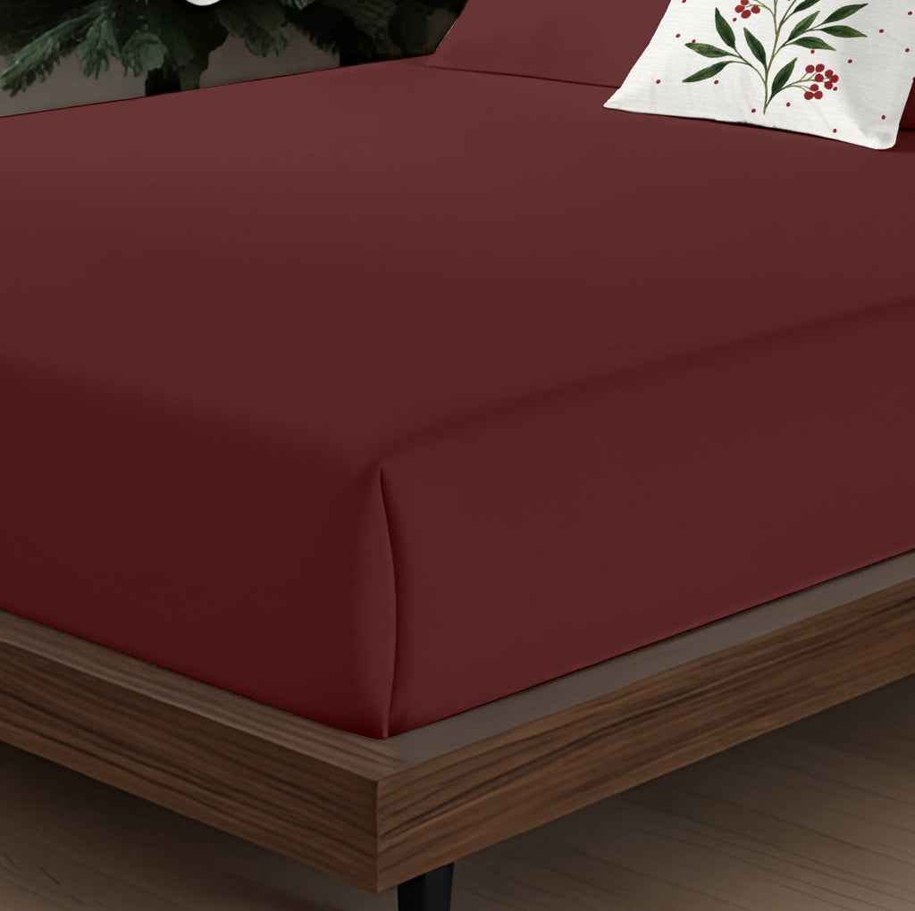 Plain Burgundy 100% cotton sheet set