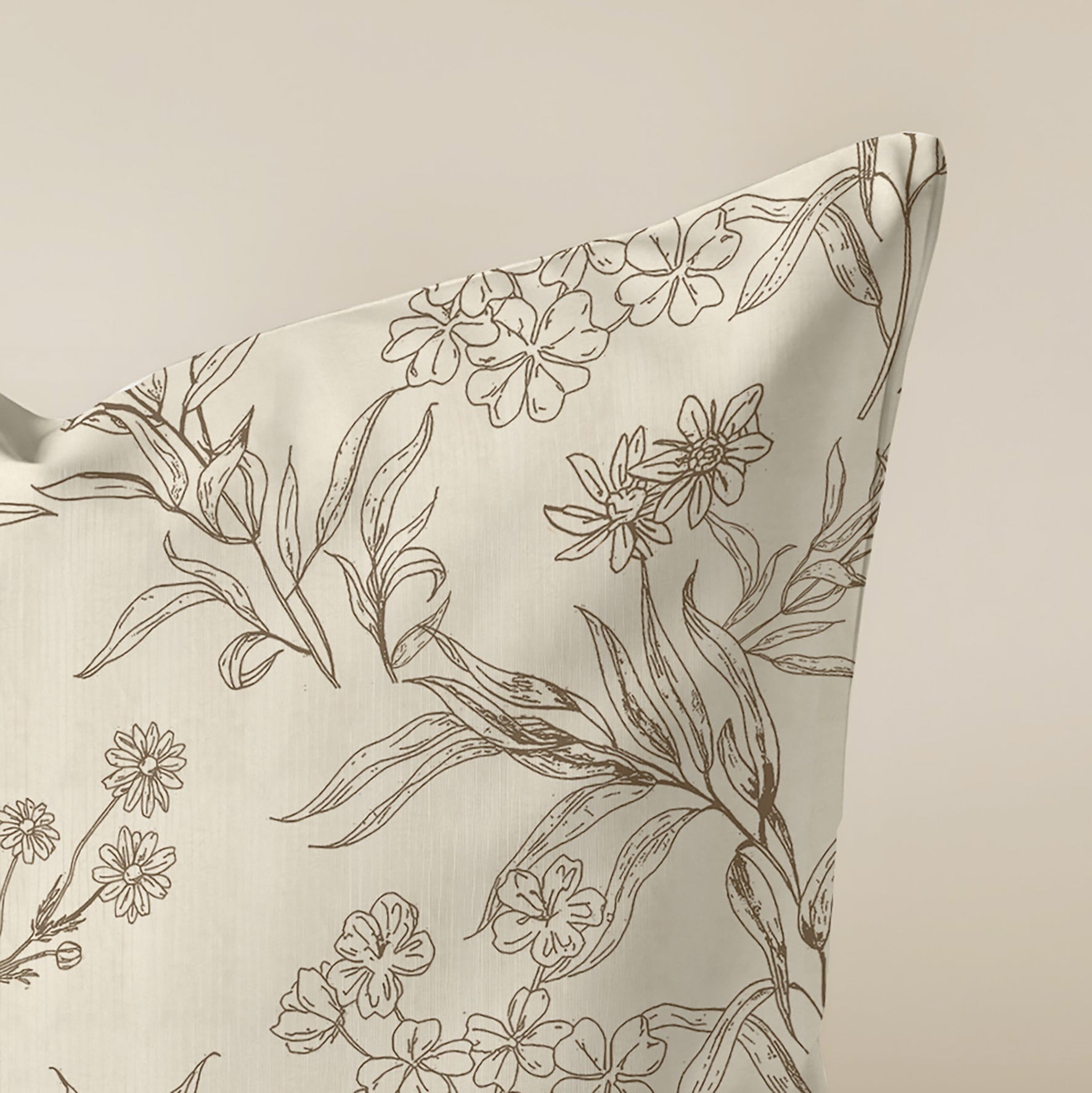 Romani Brown Cushion Cover, 100% Cotton, 50x50 cm