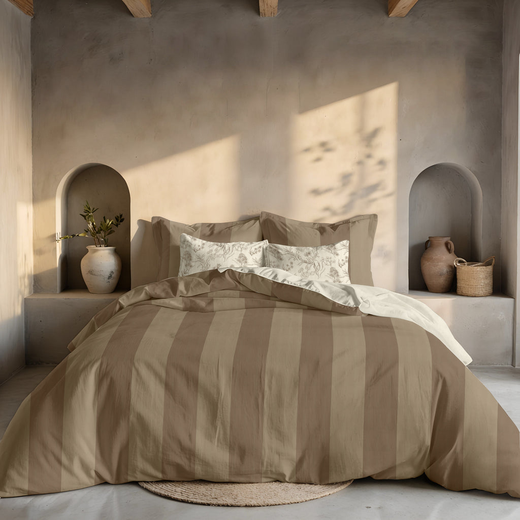 Romani Duvet Cover Brown Percale 200 Thread Count