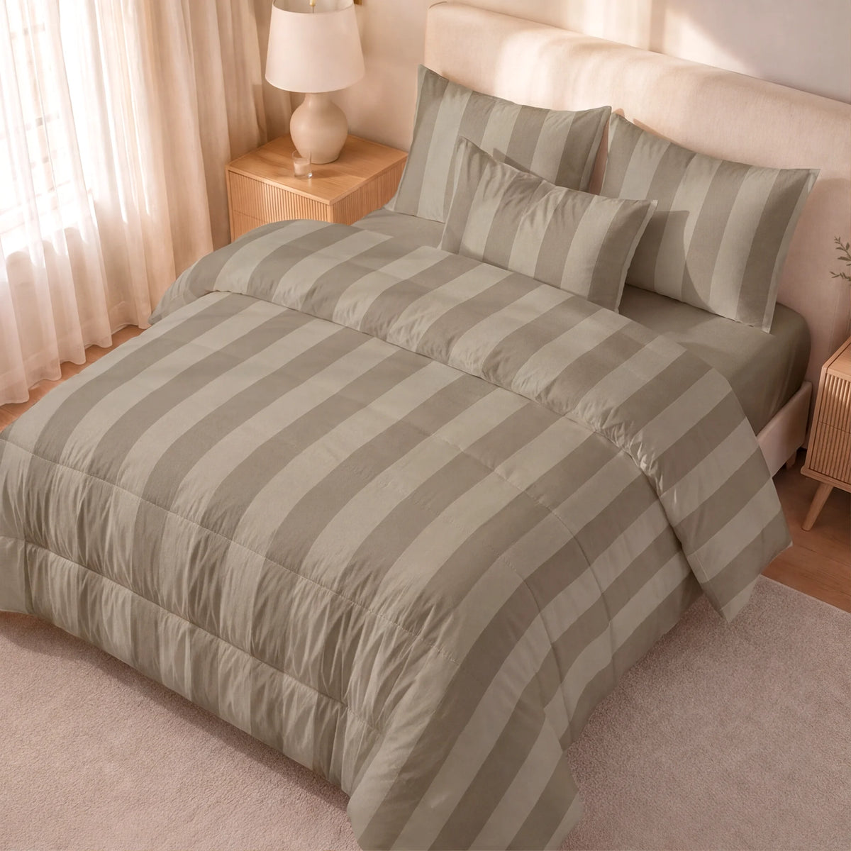 Edredón estampado acolchado Romani Marron tacto suave
