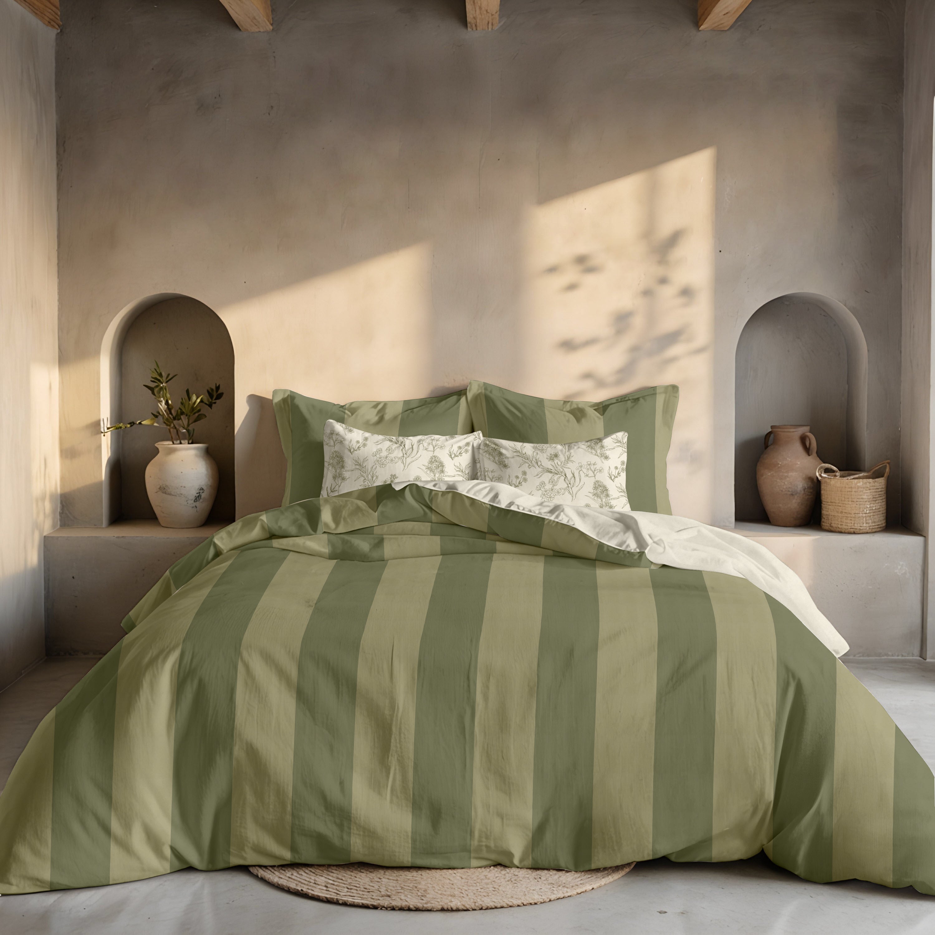 Romani Green percale duvet cover 200 thread count
