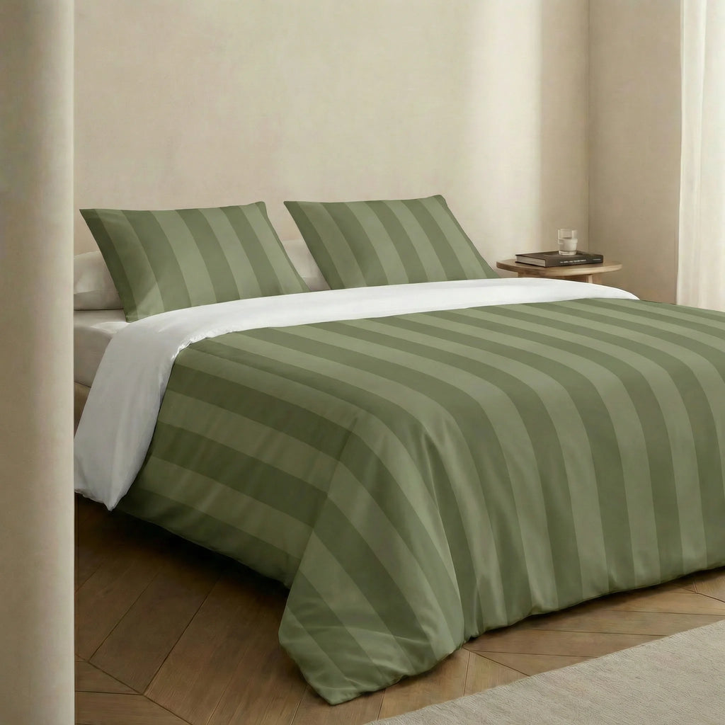 Housse de couette en percale Romani Green 200 fils/cm²