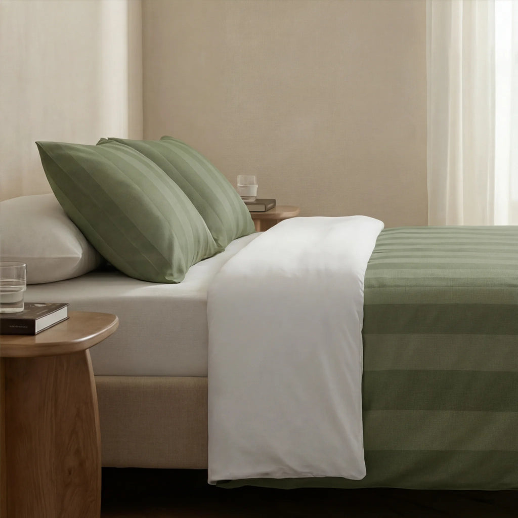 Housse de couette en percale Romani Green 200 fils/cm²
