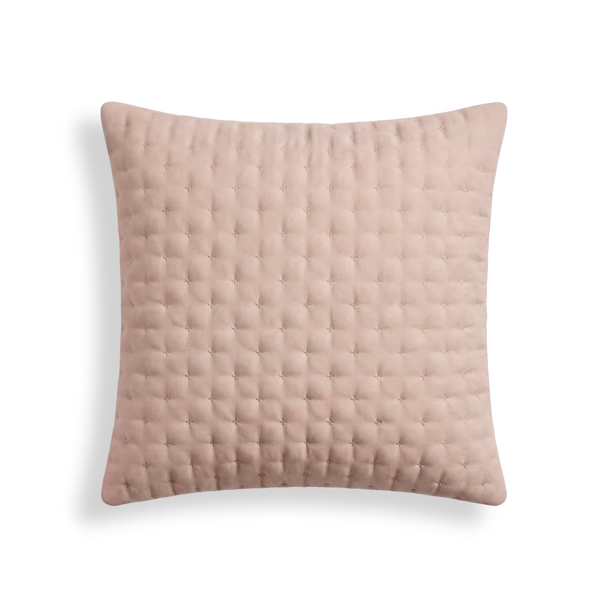 Taie d'oreiller matelassée unie, rose poudré, 65 x 65 cm