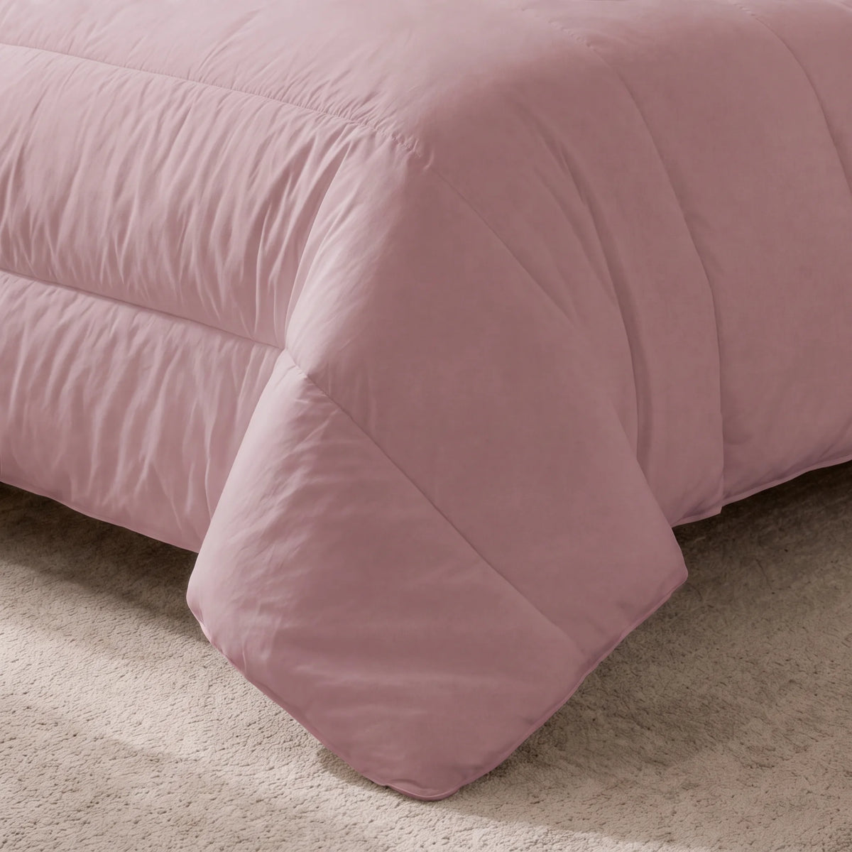 Edredón liso acolchado Rosa Empolvado tacto suave