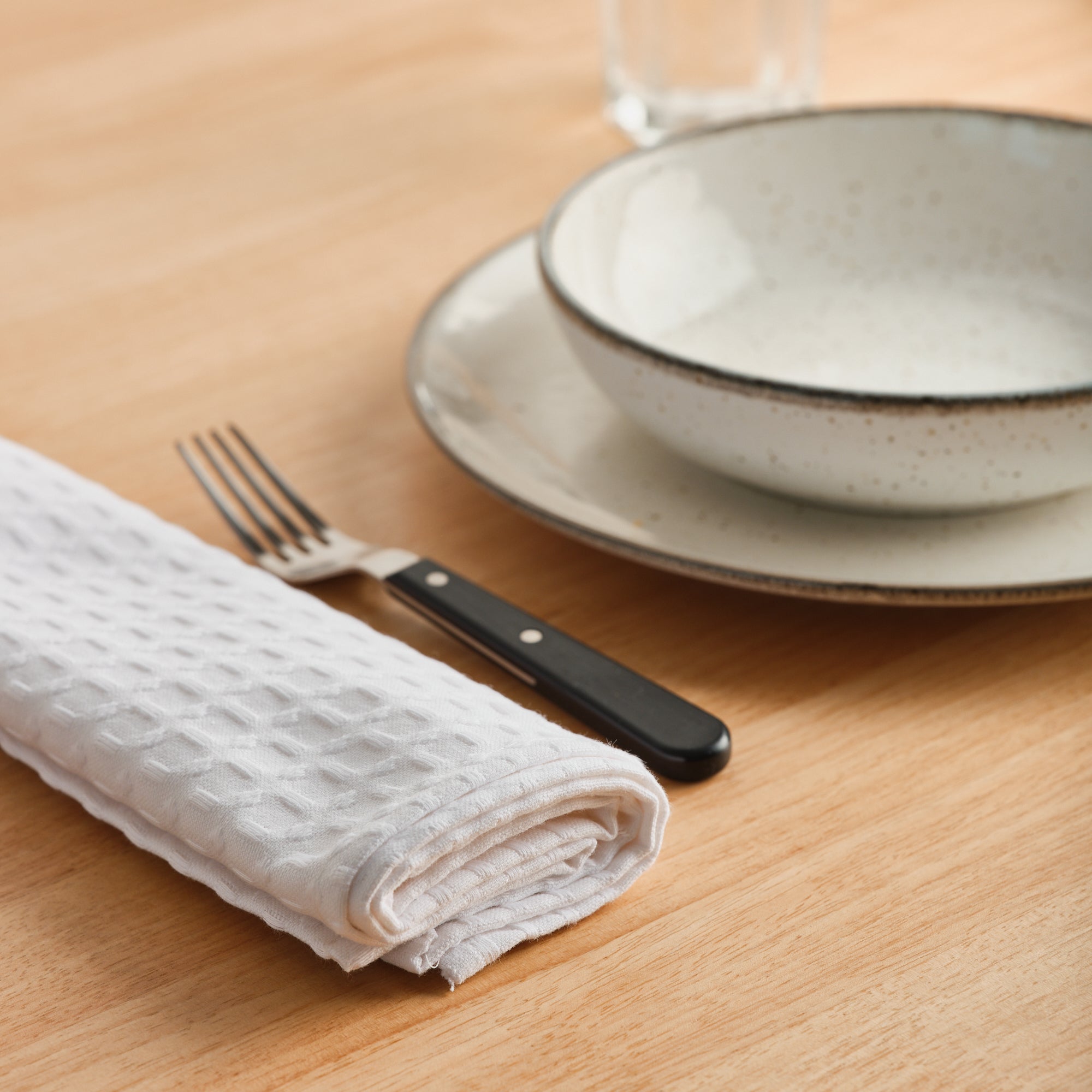Pack 2 servilletas Waffle Blanco 45x45 cm