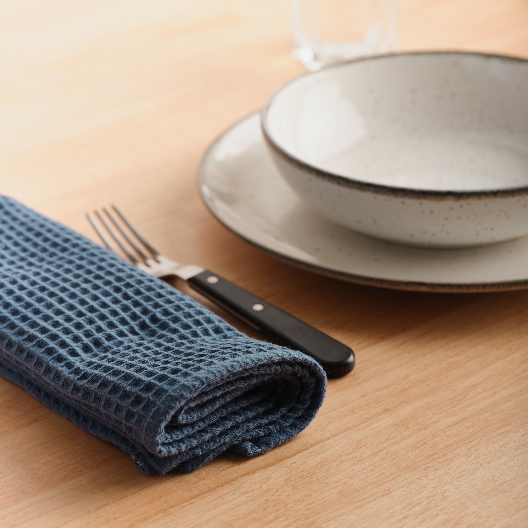 Pack 2 servilletas Waffle Blue Majolica 45x45 cm