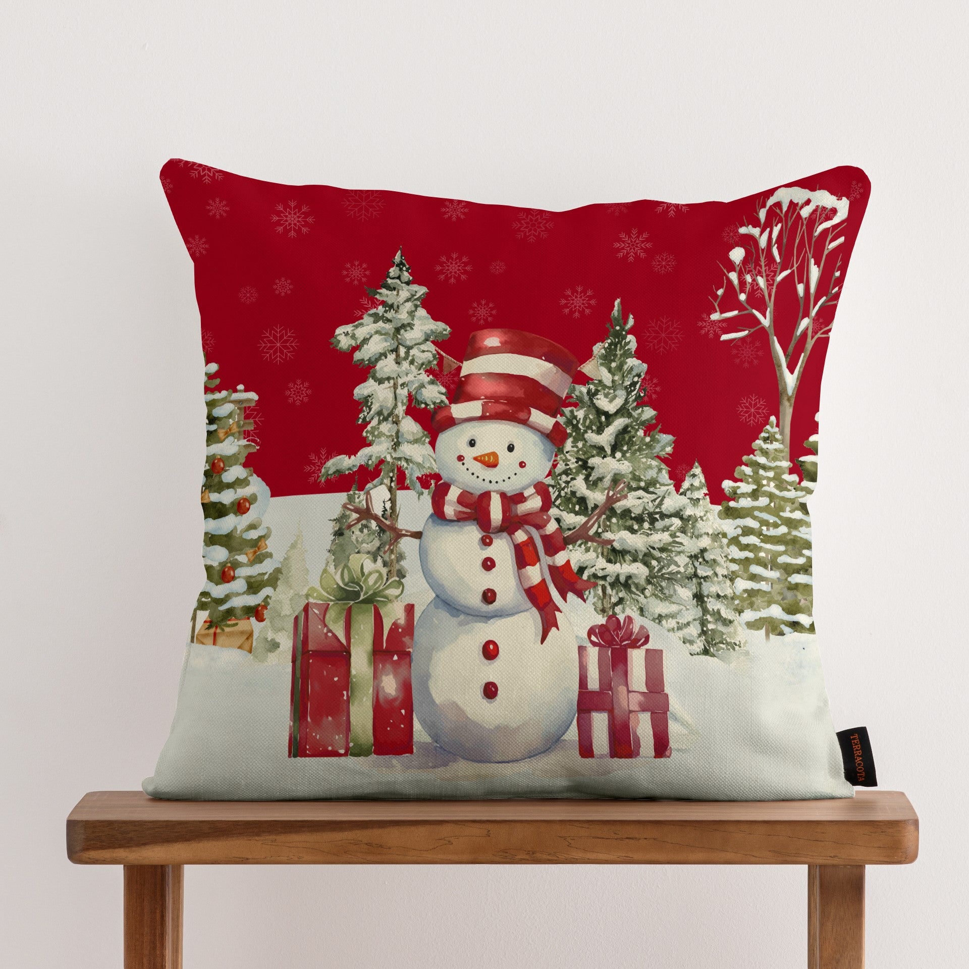 100% cotton Snowman cushion cover A 50x50 cm