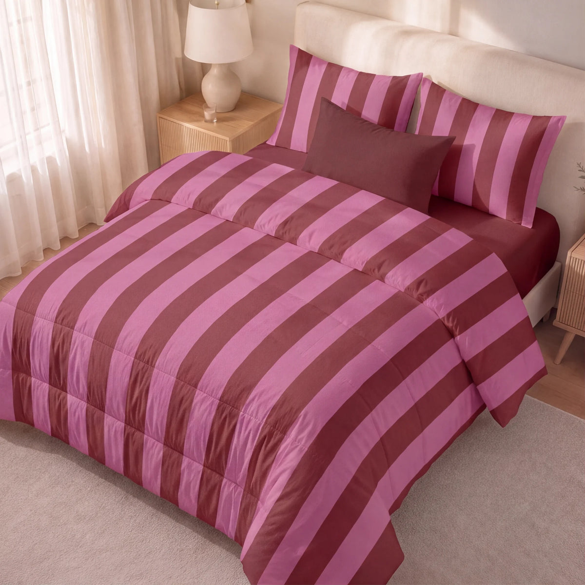Edredón estampado acolchado Summer Stripes 15 tacto suave