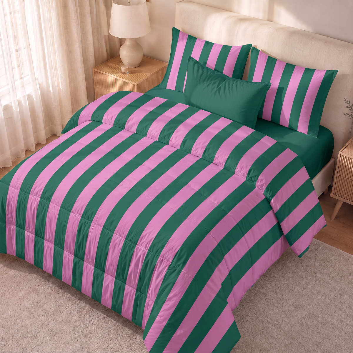 Edredón estampado acolchado Summer Stripes 5 tacto suave
