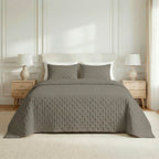 Plain quilted Taupe bedspread with a soft feel