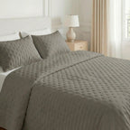 Plain quilted Taupe bedspread with a soft feel