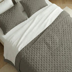Plain quilted Taupe bedspread with a soft feel