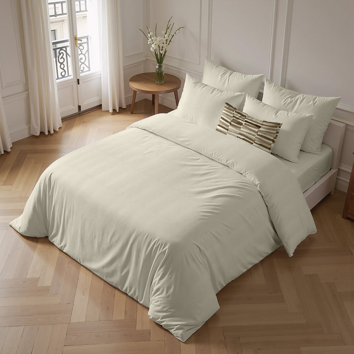 Housse de couette en percale 200 fils, naturelle