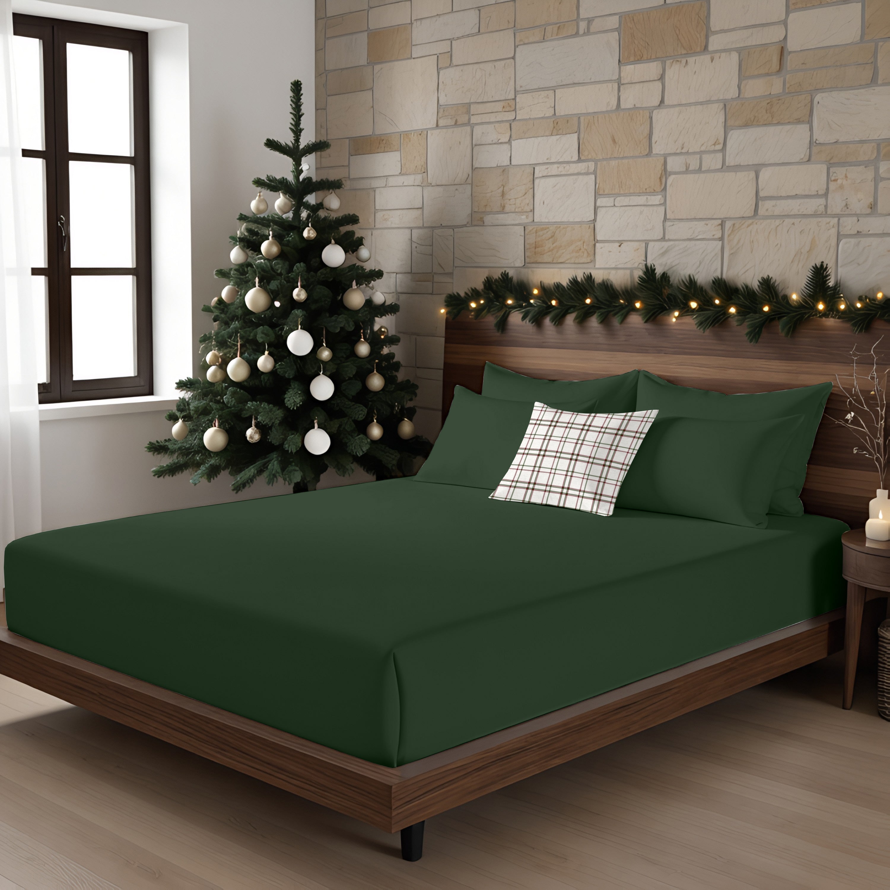 Plain Green 100% Cotton Sheet Set