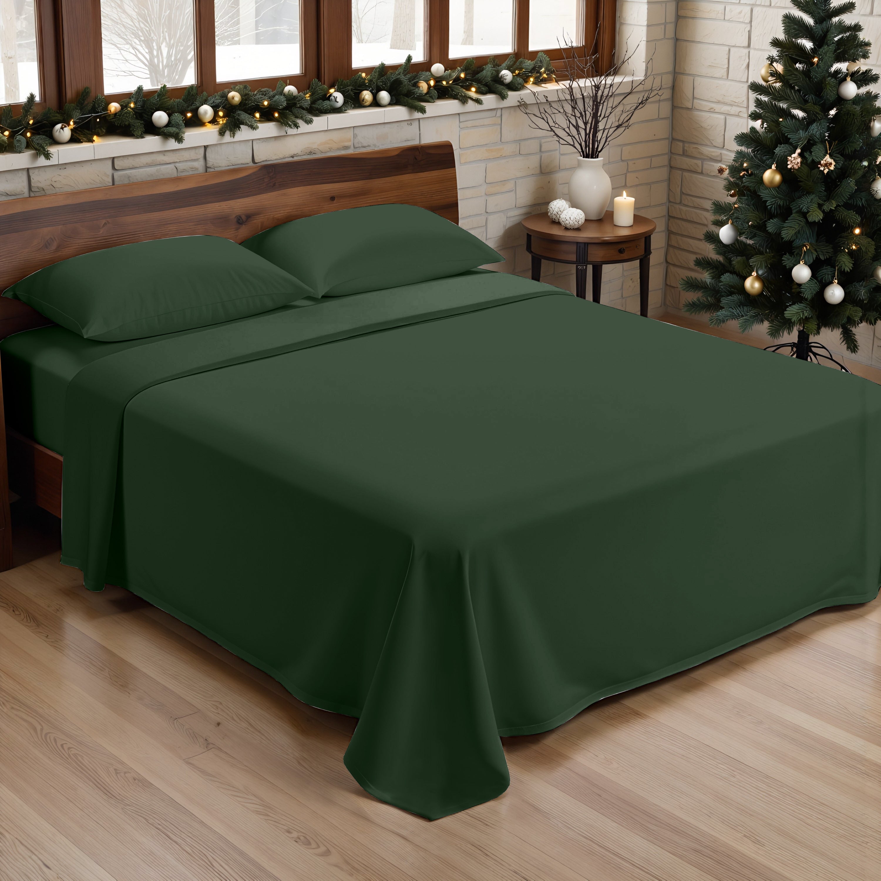 Plain Green 100% Cotton Sheet Set