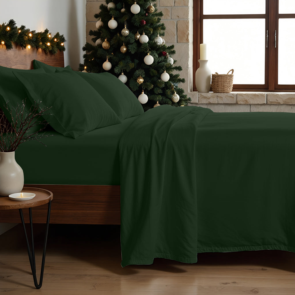 Plain Green 100% Cotton Sheet Set