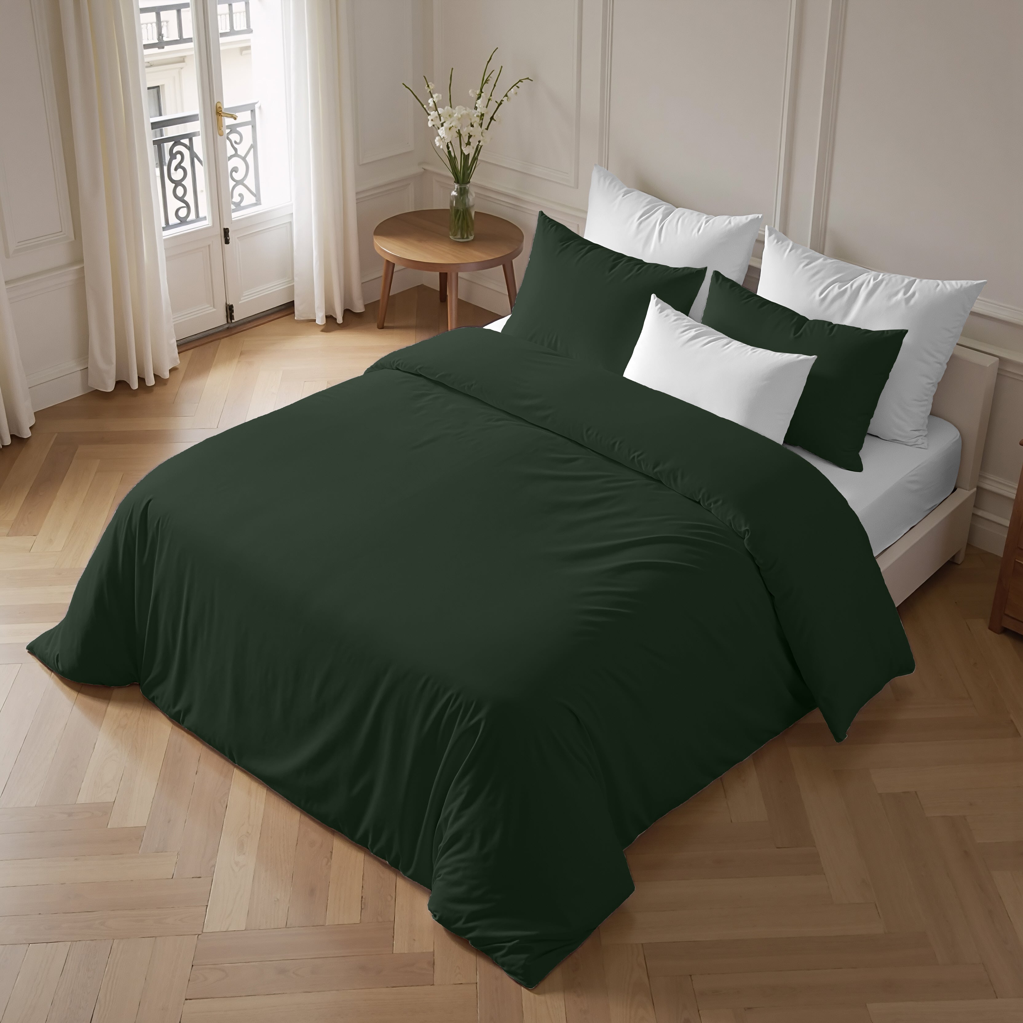 Dark Green Percale Duvet Cover 200 Thread Count