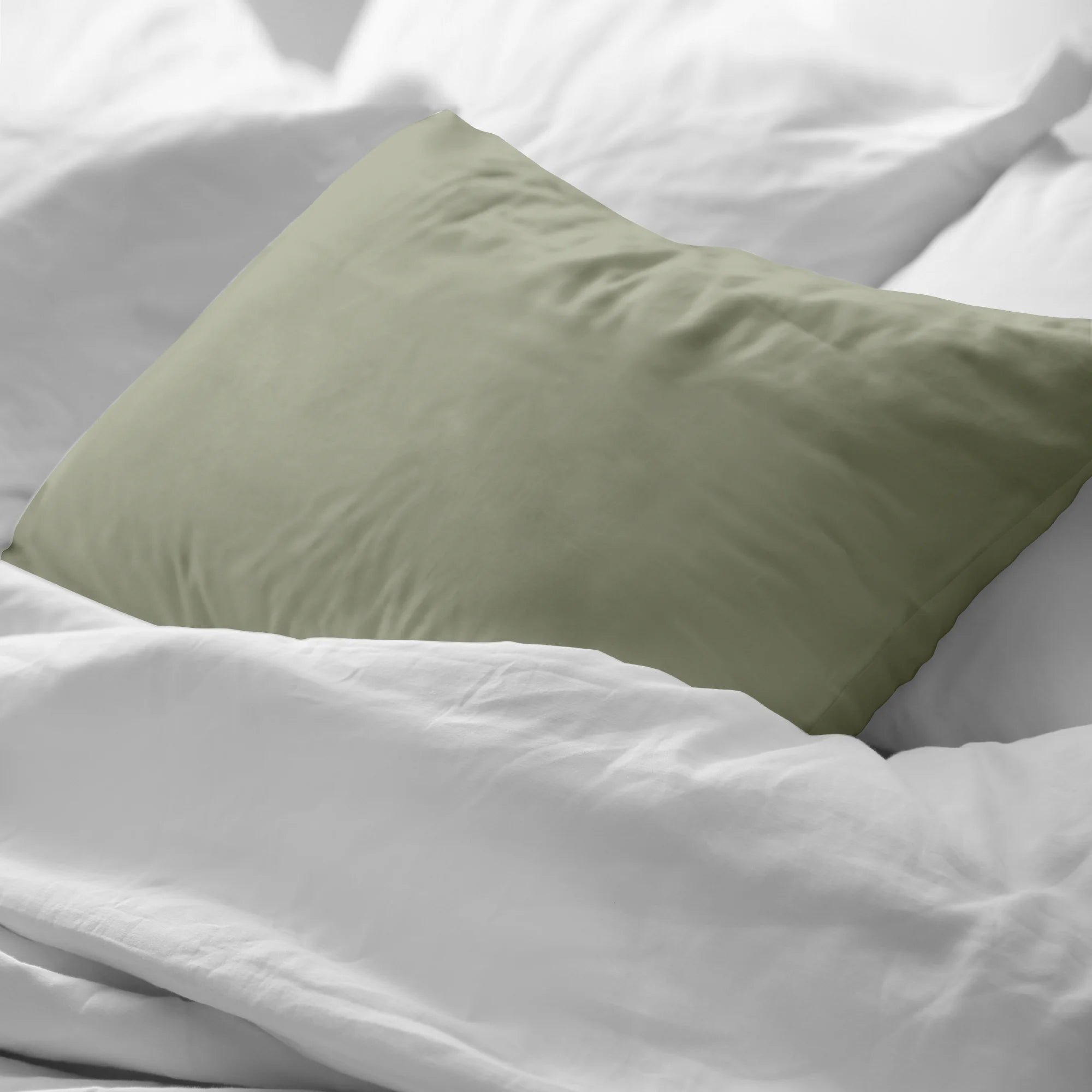 Taie d'oreiller percale 200 fils unie Vert Doux