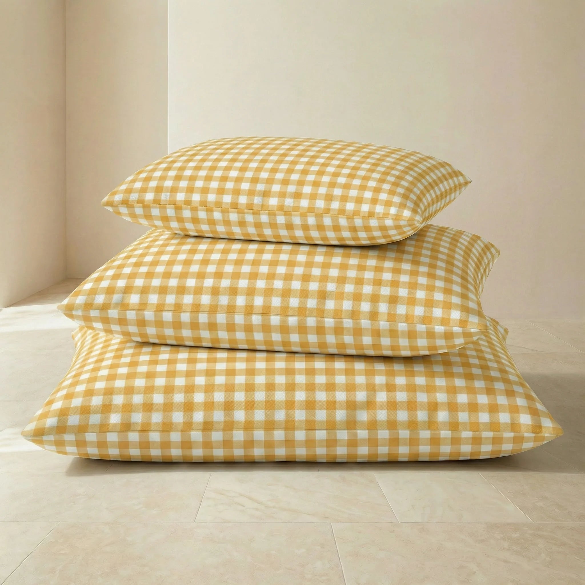 Lit pour animaux déhoussable antitache Vichy Jaune