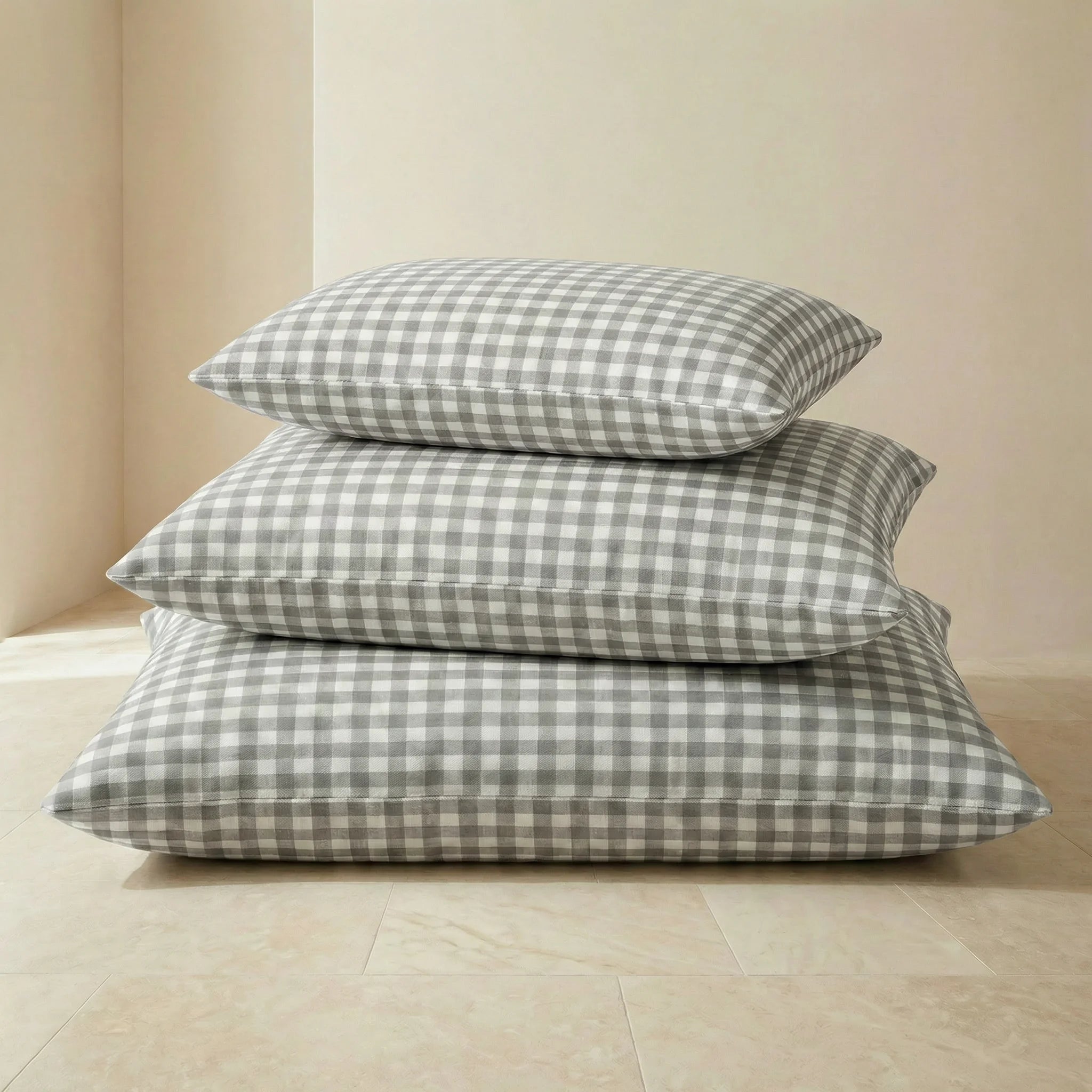 Lit pour animaux déhoussable antitaches Vichy Gris Clair