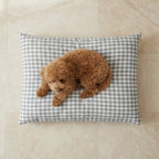 Removable Stain-Resistant Pet Bed, Light Grey Gingham