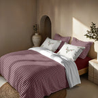 Funda nórdica con clicks Vichy Burdeos 100% algodón