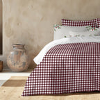 Funda nórdica con clicks Vichy Burdeos 100% algodón