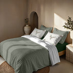 Funda nórdica con clicks Vichy Verde 100% algodón