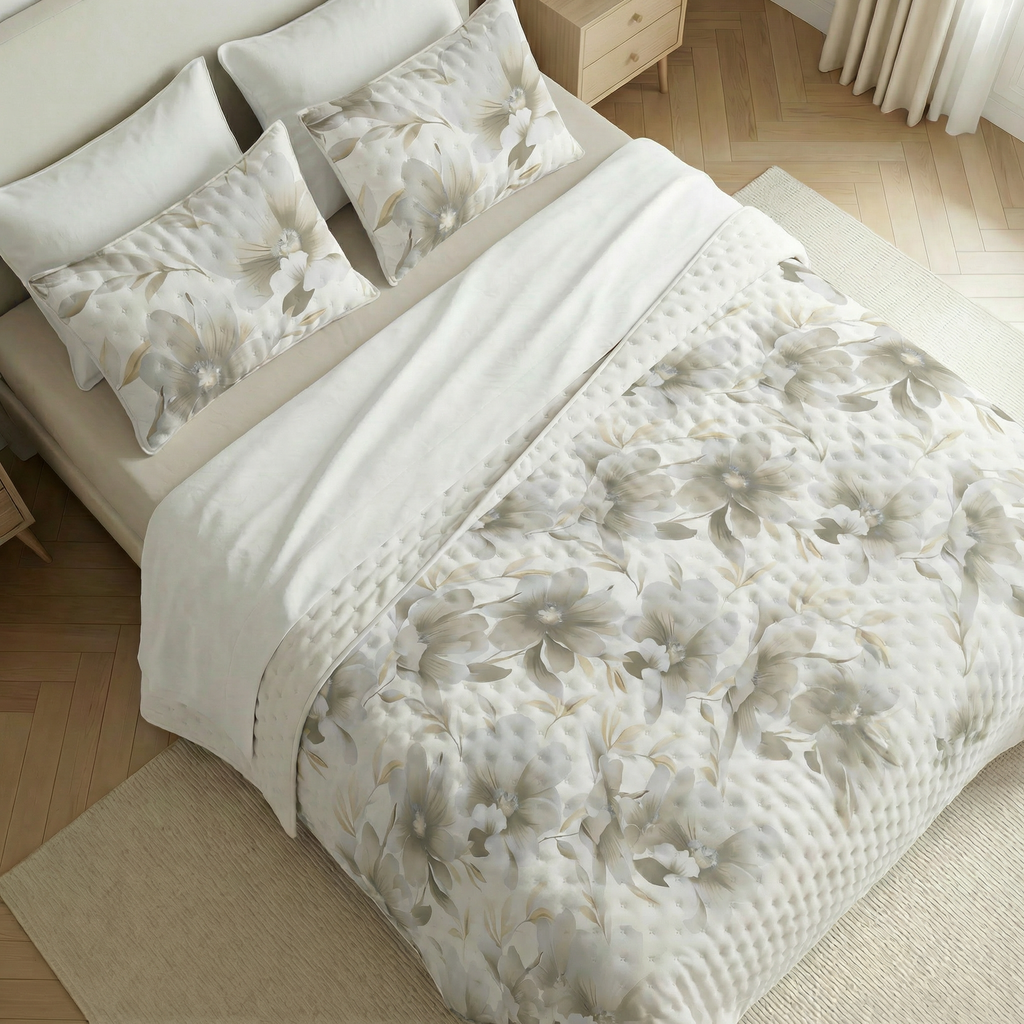 Bloom Beige printed bouti quilt soft touch