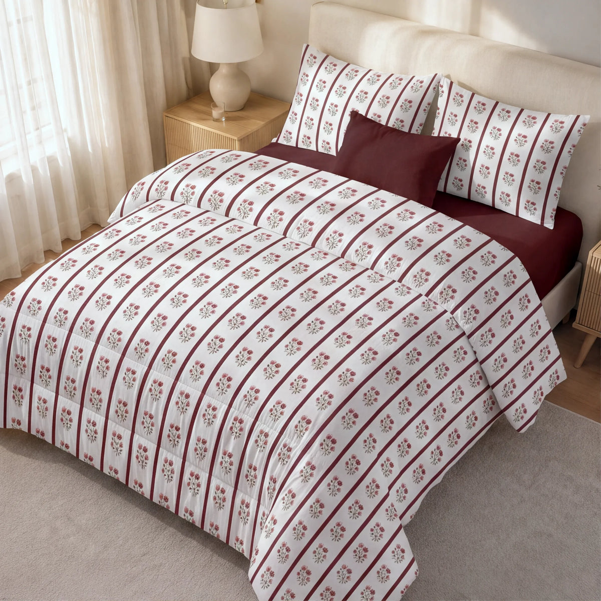Edredón estampado acolchado Eula tacto suave