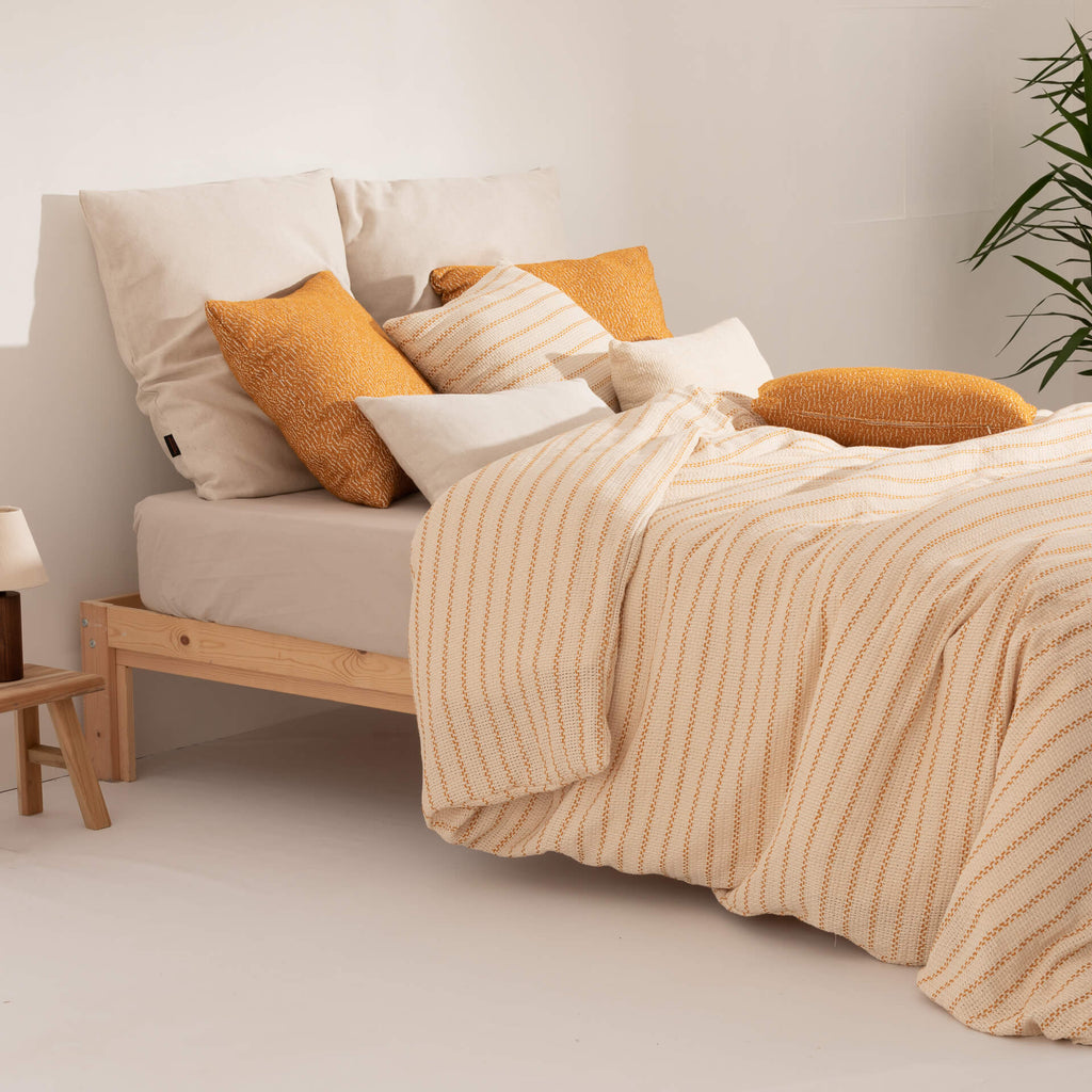 Funda nórdica jacquard Agres Ocre