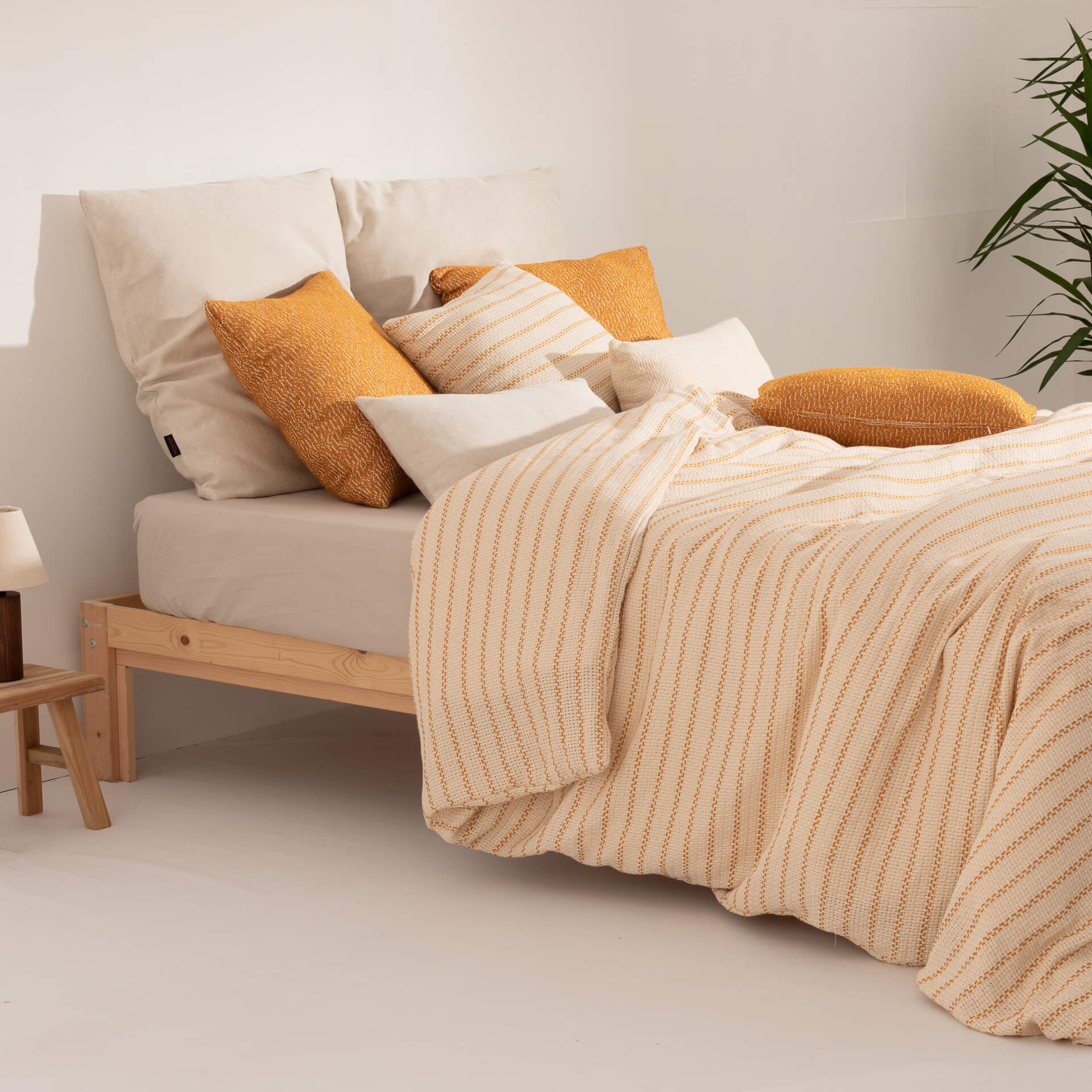 Funda nórdica jacquard Agres Ocre